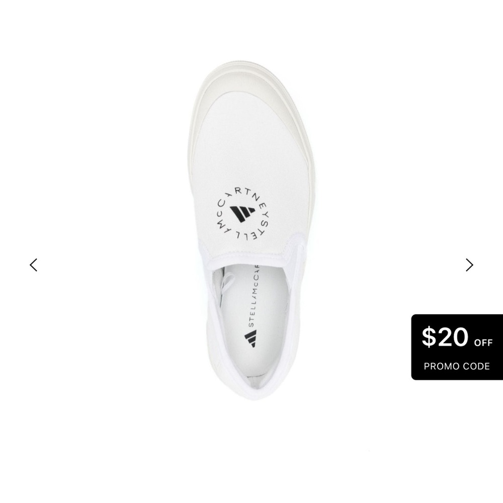Stella McCartney with  Adidas Court Slip On white tennis shoes in 5.5 US.